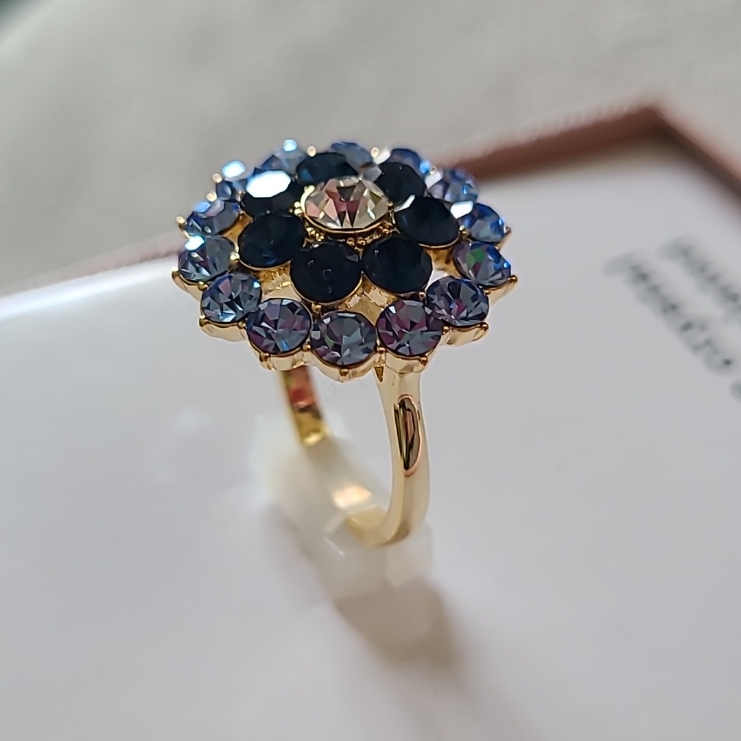 Sparkle Allure Womens Genuine Crystal 14kt Gold Plated Fashion Ring Size 7